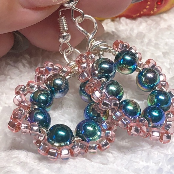 🤩🌈beautiful hoop earrings blue/pink silver/rhinestone-shiny Swarovski - Picture 4 of 9